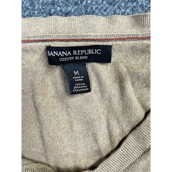 Banana Republic Men’s Medium Luxury Blend V Neck Sweater Brown Silk Cashmere - Picture 4 of 8